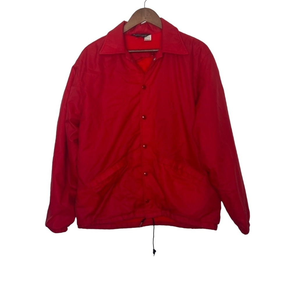 Vintage Dunbrooke Pla-Jac Red Coach Jacket Mens Large Nylon Bomber Hamilton USA